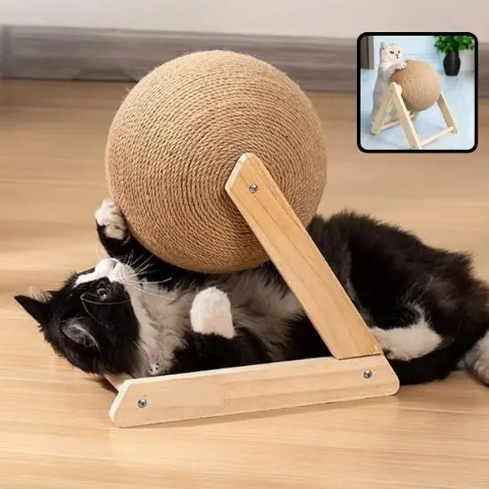 Boule à gratter pour chat en bois massif Snowball Store