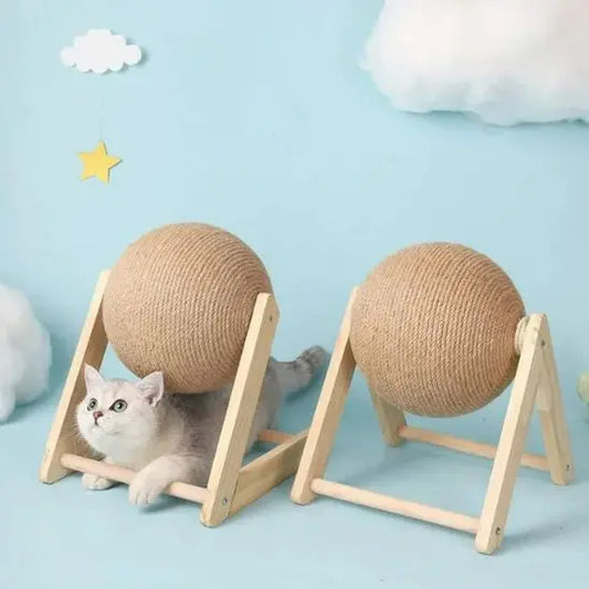 Boule à gratter pour chat en bois massif Snowball Store