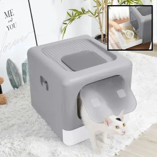 Litière pour chat avec couvercle et pliable Wisforfurniture Store