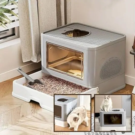 Litière pour chat pliable avec brosse inrégré BingoPaw Store